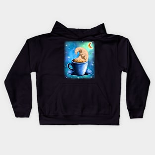 Cappuccino coffee lover great wave off kanagawa Kids Hoodie